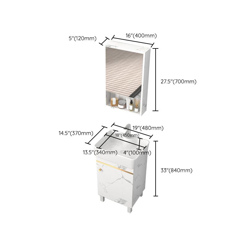 Rectangle Vanity Set White Single Sink Mirror Freestanding Bathroom Vanity with Door Clearhalo 'Bathroom Remodel & Bathroom Fixtures' 'Bathroom Vanities' 'bathroom_vanities' 'Home Improvement' 'home_improvement' 'home_improvement_bathroom_vanities' 1200x1200_ddf625eb-bf94-4705-9368-125687b7bde0