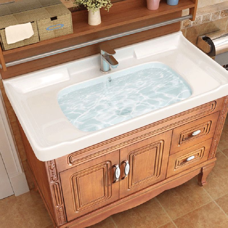 Traditional Freestanding Bathroom Vanity Set Wood Sink Vanity with Mirror Clearhalo 'Bathroom Remodel & Bathroom Fixtures' 'Bathroom Vanities' 'bathroom_vanities' 'Home Improvement' 'home_improvement' 'home_improvement_bathroom_vanities' 1200x1200_de17ad4f-8a1f-4d81-b937-d786dd278cbf