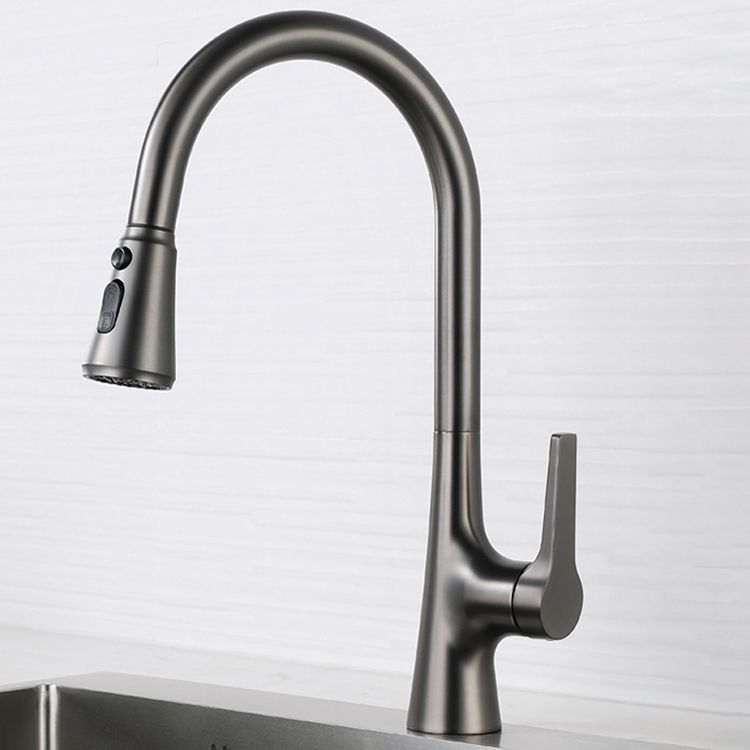 Modern Style Kitchen Faucet Gooseneck Copper Lever Handle Kitchen Faucet Clearhalo 'Home Improvement' 'home_improvement' 'home_improvement_kitchen_faucets' 'Kitchen Faucets' 'Kitchen Remodel & Kitchen Fixtures' 'Kitchen Sinks & Faucet Components' 'kitchen_faucets' 1200x1200_de56fd3d-ea83-4a10-b265-efa283510821