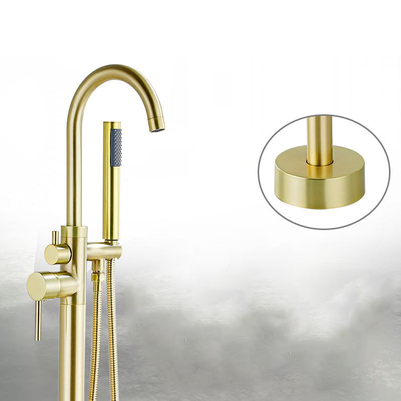 Modern Gold Bath Faucet Trim Floor Mounted High Arc Tub Faucet Clearhalo 'Bathroom Remodel & Bathroom Fixtures' 'Bathtub Faucets' 'bathtub_faucets' 'Home Improvement' 'home_improvement' 'home_improvement_bathtub_faucets' 1200x1200_de5cc488-945d-4bdc-bfbd-ad6b72a23a6f