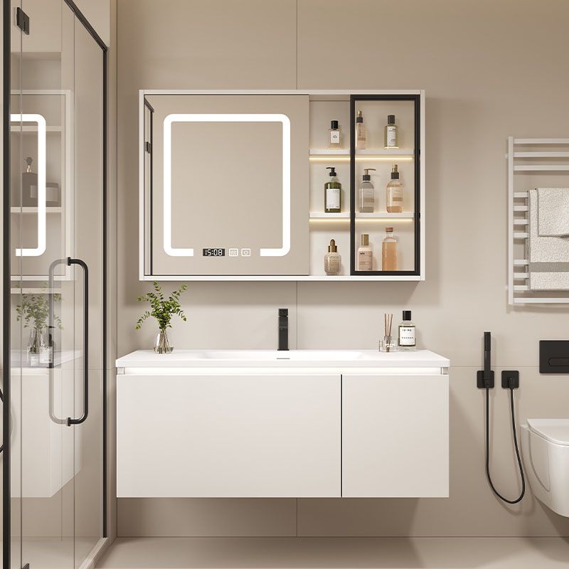 Wood White Wall Mount Vanity Set Modern with Mirror for Bathroom Clearhalo 'Bathroom Remodel & Bathroom Fixtures' 'Bathroom Vanities' 'bathroom_vanities' 'Home Improvement' 'home_improvement' 'home_improvement_bathroom_vanities' 1200x1200_dea91821-1fd4-49aa-8f3a-9e769e2df386