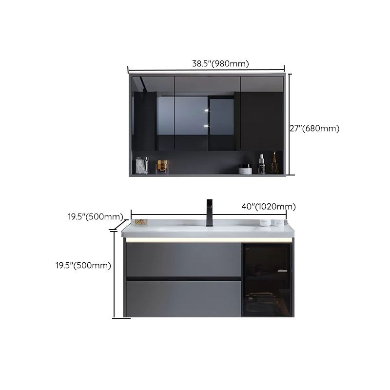 Grey Modern Wall Mounted Standard Open Console with Sink Set Clearhalo 'Bathroom Remodel & Bathroom Fixtures' 'Bathroom Vanities' 'bathroom_vanities' 'Home Improvement' 'home_improvement' 'home_improvement_bathroom_vanities' 1200x1200_deb26b51-5e9f-4ebe-a49a-b07d267542d5