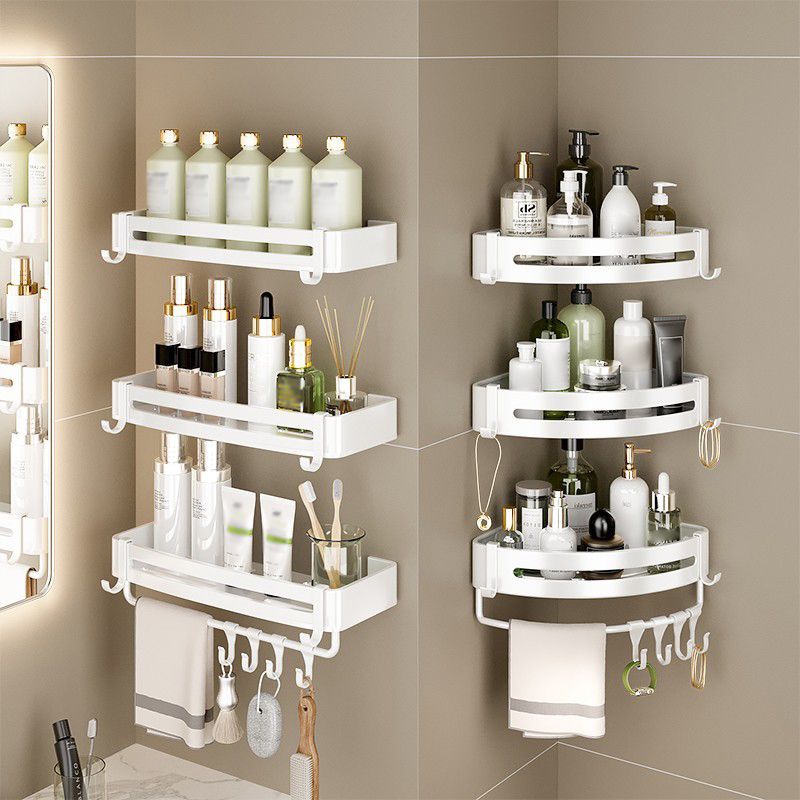 Modern White Finish Bath Shelf Rectangular & Triangle Bathroom Hardware Kit Clearhalo 'Bathroom Hardware Sets' 'Bathroom Hardware' 'Bathroom Remodel & Bathroom Fixtures' 'bathroom_hardware_sets' 'Home Improvement' 'home_improvement' 'home_improvement_bathroom_hardware_sets' 1200x1200_deb8b6cc-1cf1-45bb-b5ae-e9527f66a3a0