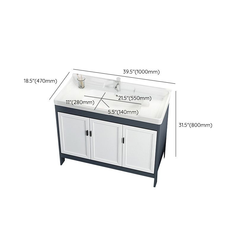 Mirror Bathroom Vanity Freestanding Rectangular Single Sink Metal Frame Vanity with Doors Clearhalo 'Bathroom Remodel & Bathroom Fixtures' 'Bathroom Vanities' 'bathroom_vanities' 'Home Improvement' 'home_improvement' 'home_improvement_bathroom_vanities' 1200x1200_deb97f0d-3b8a-4a57-9601-8cf022de8e04