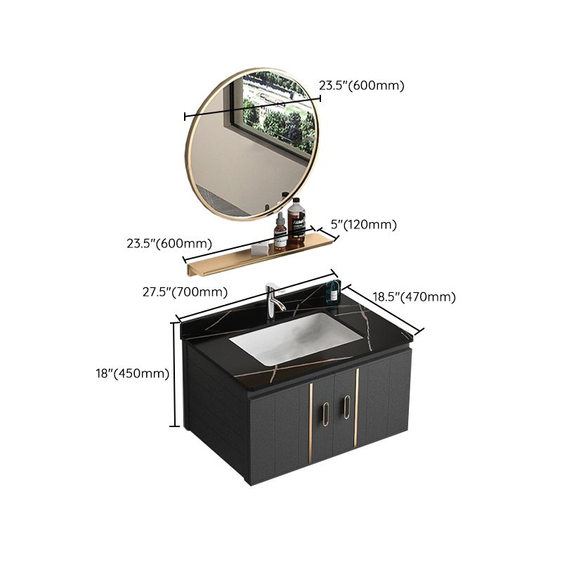 Rectangular Bathroom Vanity Modern Black Single-Sink Wall Mount Vanity Set Clearhalo 'Bathroom Remodel & Bathroom Fixtures' 'Bathroom Vanities' 'bathroom_vanities' 'Home Improvement' 'home_improvement' 'home_improvement_bathroom_vanities' 1200x1200_debd72b7-87ba-4bc4-ac16-c593d869ff37