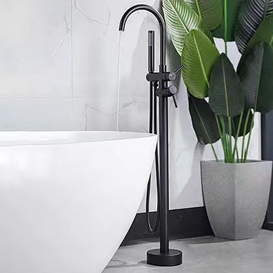 Traditional Floor Mounted Metal Freestanding Tub Filler Single Handle Freestanding Faucet Clearhalo 'Bathroom Remodel & Bathroom Fixtures' 'Bathtub Faucets' 'bathtub_faucets' 'Home Improvement' 'home_improvement' 'home_improvement_bathtub_faucets' 1200x1200_dedda480-f14a-4050-a1e6-3565bb57b605