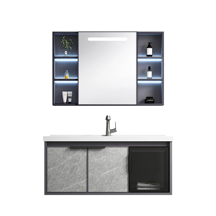Single Sink Bathroom Sink Vanity Metal Wall Mounted Bathroom Sink Vanity Clearhalo 'Bathroom Remodel & Bathroom Fixtures' 'Bathroom Vanities' 'bathroom_vanities' 'Home Improvement' 'home_improvement' 'home_improvement_bathroom_vanities' 1200x1200_defb2231-4745-44a0-b86c-8706f328b4d9
