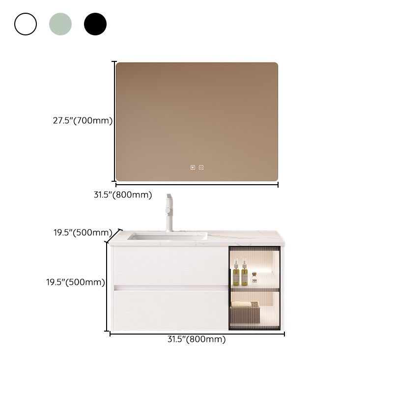 Wall Mounted Bath Vanity Mirror Single Sink Rectangular Bathroom Vanity with 2 Drawers Clearhalo 'Bathroom Remodel & Bathroom Fixtures' 'Bathroom Vanities' 'bathroom_vanities' 'Home Improvement' 'home_improvement' 'home_improvement_bathroom_vanities' 1200x1200_df04db3f-1845-41f9-9f51-f61ace1d5588