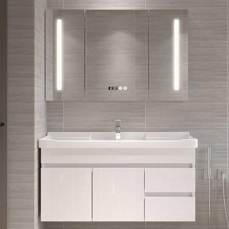Wall Mounted Vanity White Wood Frame Rectangular 2 Doors Single Sink Vanity with Mirror Clearhalo 'Bathroom Remodel & Bathroom Fixtures' 'Bathroom Vanities' 'bathroom_vanities' 'Home Improvement' 'home_improvement' 'home_improvement_bathroom_vanities' 1200x1200_df0d0858-9cc1-4086-838e-56c73efdff0e