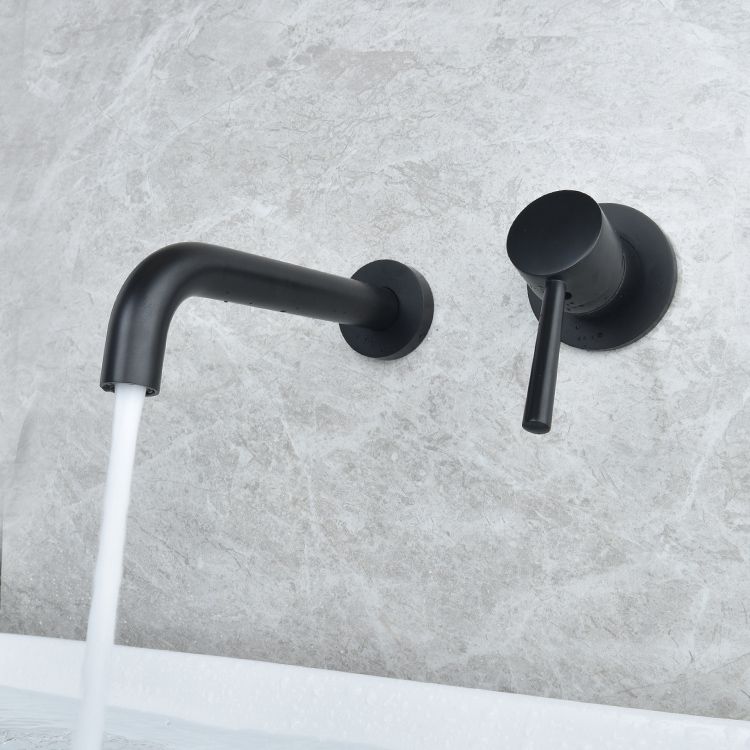 Wall Mounted Metal Tub Filler Low Arc Tubular Bathroom Faucet Clearhalo 'Bathroom Remodel & Bathroom Fixtures' 'Bathtub Faucets' 'bathtub_faucets' 'Home Improvement' 'home_improvement' 'home_improvement_bathtub_faucets' 1200x1200_df2e106d-a38b-4c72-93df-1b64c2cb05db