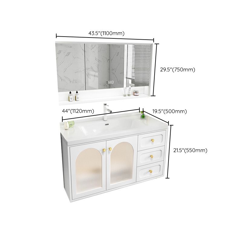 Glam Sink Vanity Single White Rectangular Ceramic Top Bathroom Vanity Clearhalo 'Bathroom Remodel & Bathroom Fixtures' 'Bathroom Vanities' 'bathroom_vanities' 'Home Improvement' 'home_improvement' 'home_improvement_bathroom_vanities' 1200x1200_df8b706b-7d50-4390-8883-64471b943044