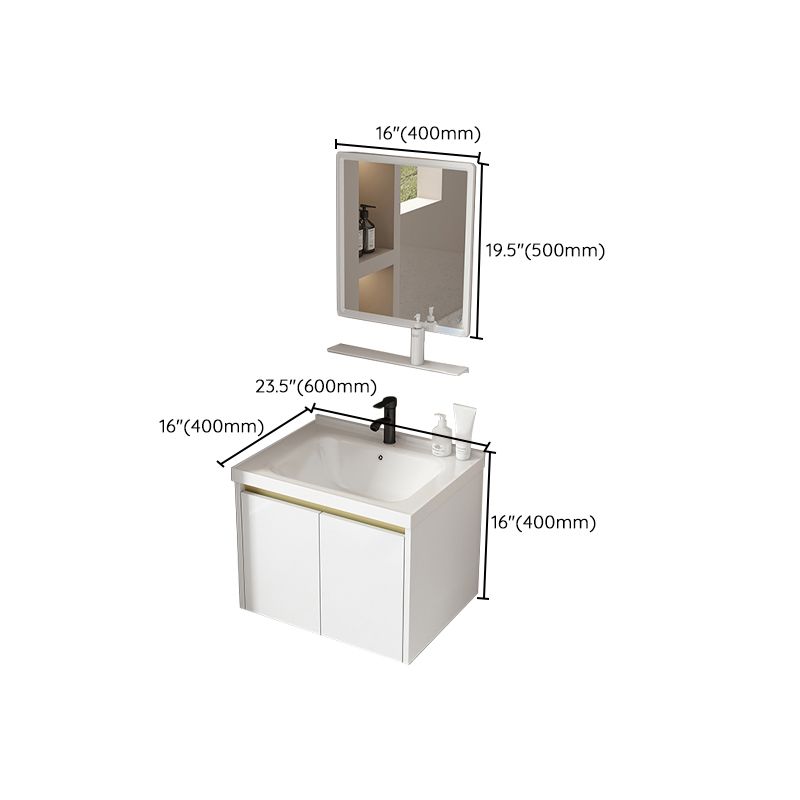 Wall Mount Bath Vanity White Rectangular Single Sink Mirror Metal Frame Vanity with Doors Clearhalo 'Bathroom Remodel & Bathroom Fixtures' 'Bathroom Vanities' 'bathroom_vanities' 'Home Improvement' 'home_improvement' 'home_improvement_bathroom_vanities' 1200x1200_dfd89462-eeb8-4520-956f-af951d35a8be