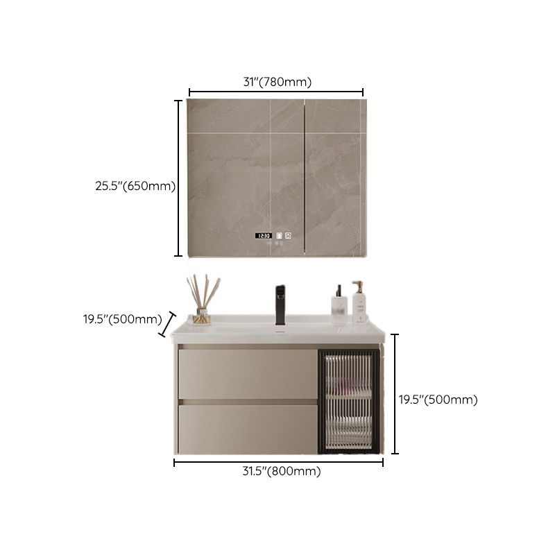 2 Drawers Vanity Wood Frame Wall Mount Rectangle Single Sink Bathroom Vanity with Mirror Clearhalo 'Bathroom Remodel & Bathroom Fixtures' 'Bathroom Vanities' 'bathroom_vanities' 'Home Improvement' 'home_improvement' 'home_improvement_bathroom_vanities' 1200x1200_dffb4cd6-8645-4e0b-93db-b7007d49fef5