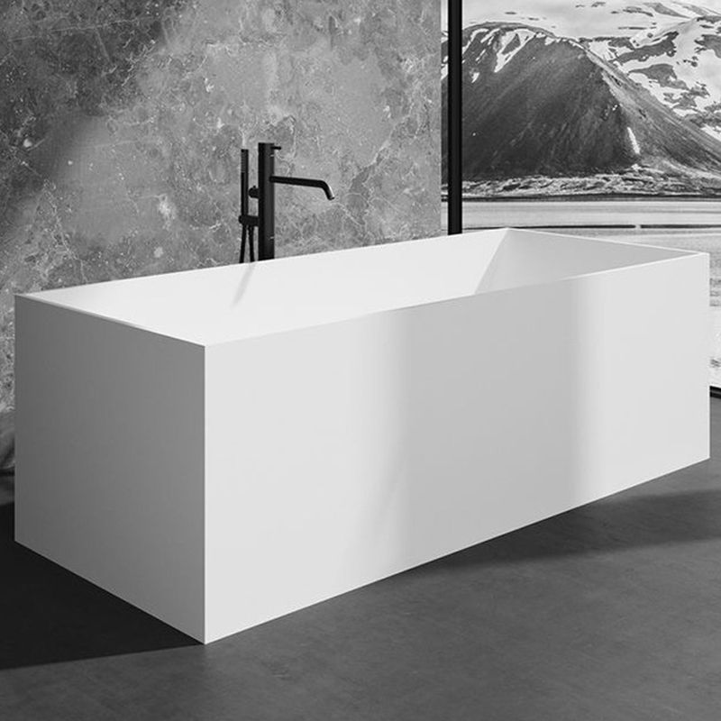 Modern Freestanding Bathtub Stone Rectangle White Soaking Bath Tub Clearhalo 'Bathroom Remodel & Bathroom Fixtures' 'Bathtubs' 'Home Improvement' 'home_improvement' 'home_improvement_bathtubs' 'Showers & Bathtubs' 1200x1200_e00df3a2-0140-4f2b-897b-7b3b2d55e55e