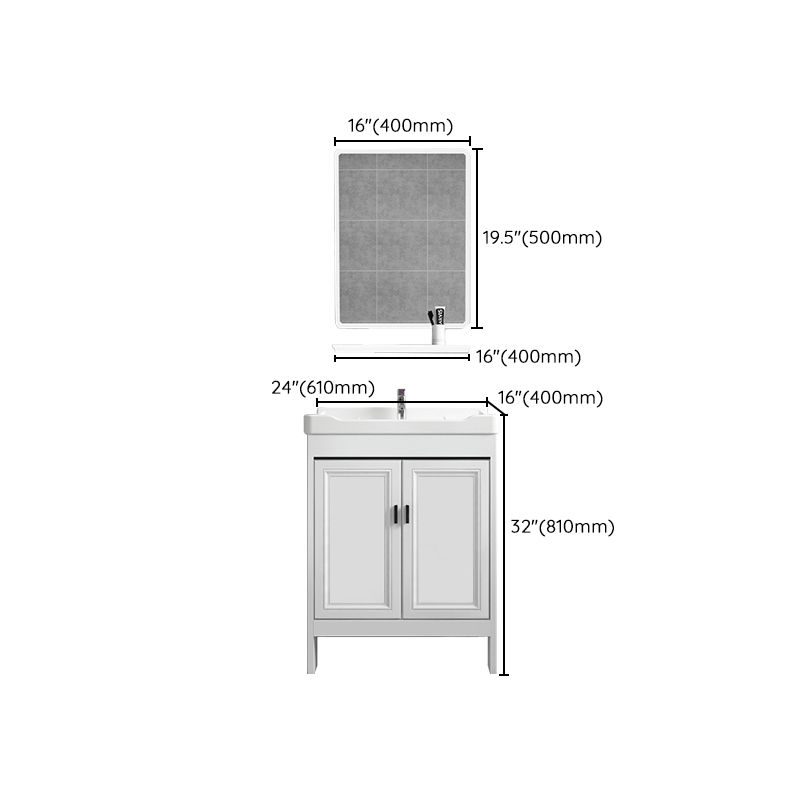 Freestanding Bathroom Vanity Modern White Ceramic Top Single Vanity Set Clearhalo 'Bathroom Remodel & Bathroom Fixtures' 'Bathroom Vanities' 'bathroom_vanities' 'Home Improvement' 'home_improvement' 'home_improvement_bathroom_vanities' 1200x1200_e019cc60-7944-40de-a84a-98ab5670ce76