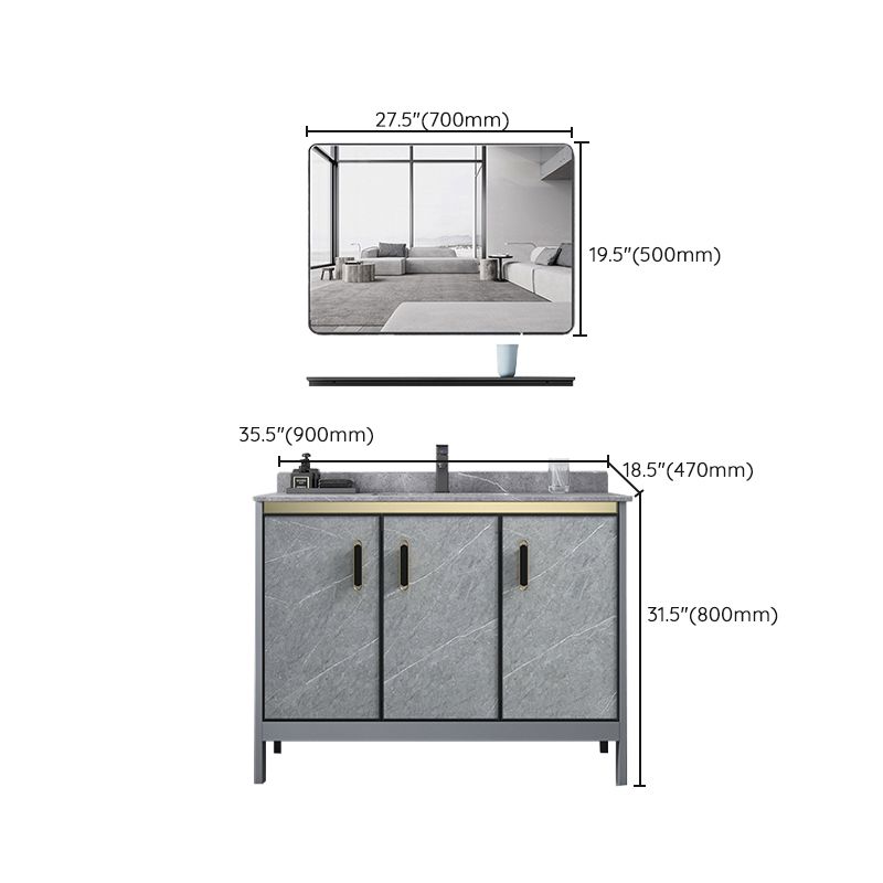 Grey Bathroom Vanity Metal Frame Freestanding Single Sink Rectangular Vanity with Doors Clearhalo 'Bathroom Remodel & Bathroom Fixtures' 'Bathroom Vanities' 'bathroom_vanities' 'Home Improvement' 'home_improvement' 'home_improvement_bathroom_vanities' 1200x1200_e063bafc-d13a-43ee-b25c-5ec02590680e