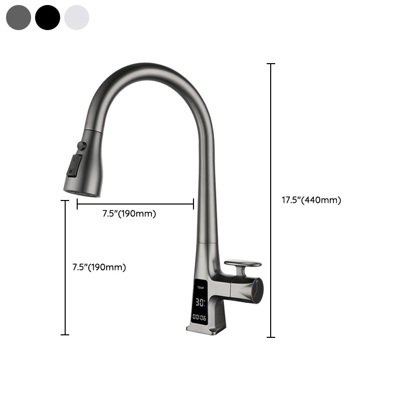 Modern Style Kitchen Faucet Gooseneck Copper Knob Handle Kitchen Faucet Clearhalo 'Home Improvement' 'home_improvement' 'home_improvement_kitchen_faucets' 'Kitchen Faucets' 'Kitchen Remodel & Kitchen Fixtures' 'Kitchen Sinks & Faucet Components' 'kitchen_faucets' 1200x1200_e06f3505-078a-43f0-81cd-4bdcc9d6fd0d