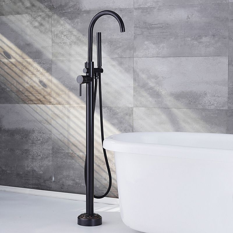 Modern Floor Mounted High Arc Freestanding Tub Filler Freestanding Copper Tub Filler Trim Clearhalo 'Bathroom Remodel & Bathroom Fixtures' 'Bathtub Faucets' 'bathtub_faucets' 'Home Improvement' 'home_improvement' 'home_improvement_bathtub_faucets' 1200x1200_e085829e-8d7a-45ca-832e-67941f7de2e8