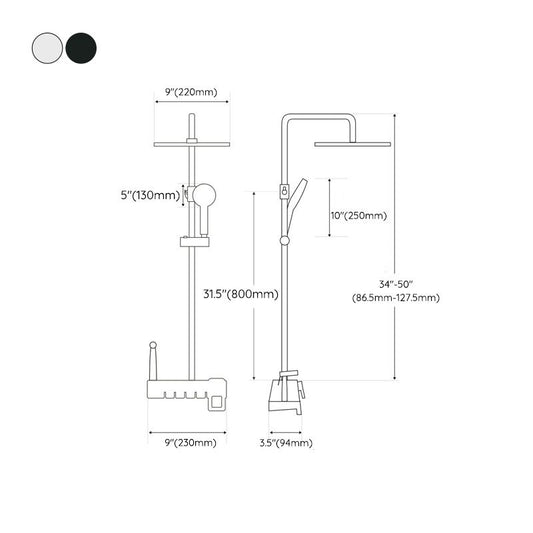 Wall Mounted Shower Adjustable Arm Shower Faucet Metal Shower System with Slide Bar Clearhalo 'Bathroom Remodel & Bathroom Fixtures' 'Home Improvement' 'home_improvement' 'home_improvement_shower_faucets' 'Shower Faucets & Systems' 'shower_faucets' 'Showers & Bathtubs Plumbing' 'Showers & Bathtubs' 1200x1200_e0a17172-d863-4c60-88a5-1eacccf1e830