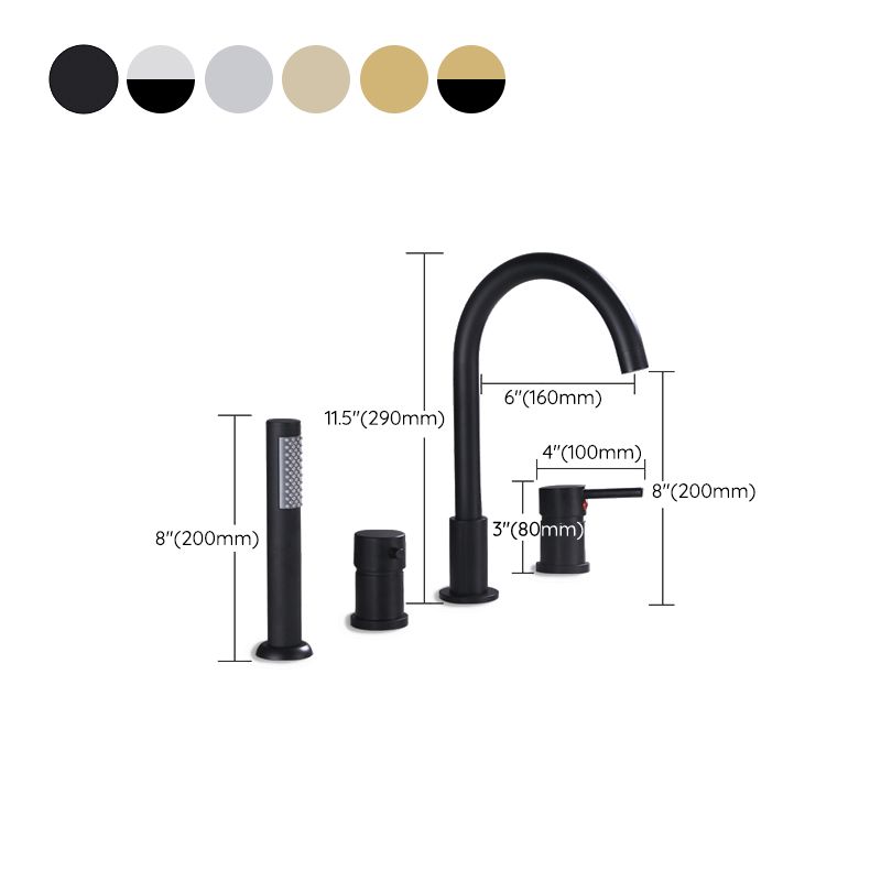 Deck Mounted Metal Roman Tub Faucet Low Arc Roman Tub Faucet Set Clearhalo 'Bathroom Remodel & Bathroom Fixtures' 'Bathtub Faucets' 'bathtub_faucets' 'Home Improvement' 'home_improvement' 'home_improvement_bathtub_faucets' 1200x1200_e0a806c8-2ebc-4fc2-a8c1-e81f598cd863