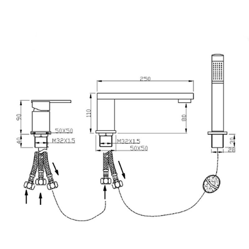 Modern Swivel Roman Tub Faucet Set Deck Mounted with Handheld Shower Clearhalo 'Bathroom Remodel & Bathroom Fixtures' 'Bathtub Faucets' 'bathtub_faucets' 'Home Improvement' 'home_improvement' 'home_improvement_bathtub_faucets' 1200x1200_e0cbb618-6035-49a3-aef9-804896028ca4