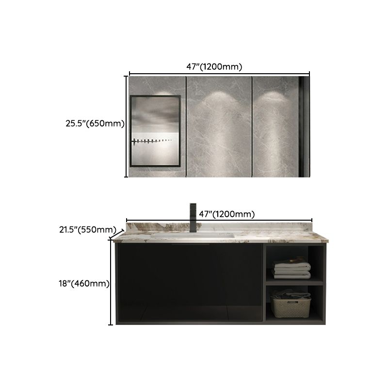 Black Wood Wall Mount Single-Sink Rectangular Bathroom Sink Vanity Clearhalo 'Bathroom Remodel & Bathroom Fixtures' 'Bathroom Vanities' 'bathroom_vanities' 'Home Improvement' 'home_improvement' 'home_improvement_bathroom_vanities' 1200x1200_e0d24ce8-430f-486e-b70f-10285fb21a5f