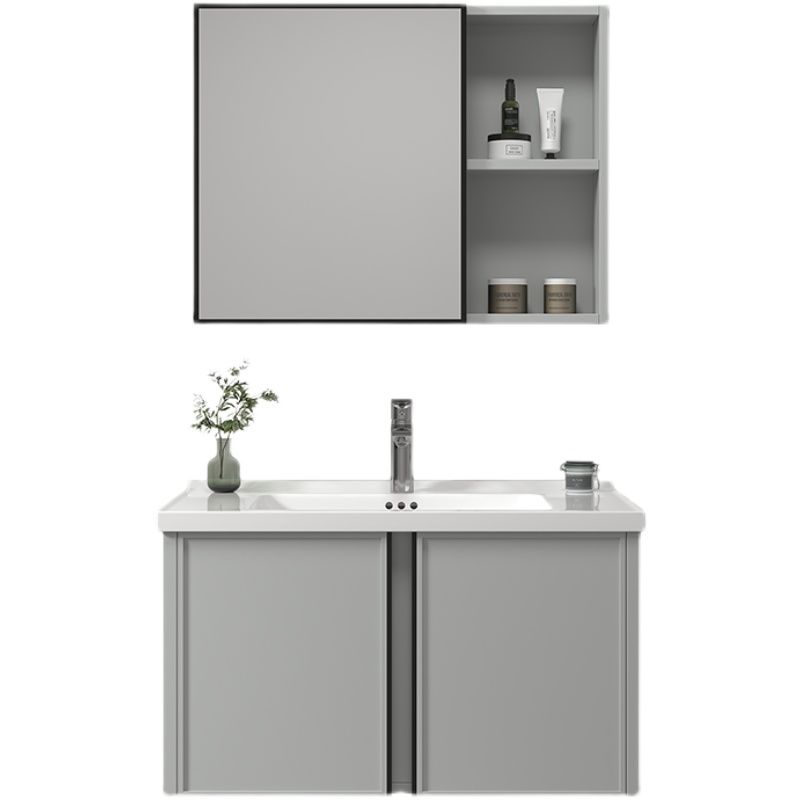 Modern Gray Bath Vanity Metal Frame Single Rectangular Wall Mount Sink Vanity Clearhalo 'Bathroom Remodel & Bathroom Fixtures' 'Bathroom Vanities' 'bathroom_vanities' 'Home Improvement' 'home_improvement' 'home_improvement_bathroom_vanities' 1200x1200_e0f73e0d-d0b3-4eda-a0c0-3a23dcc0beea