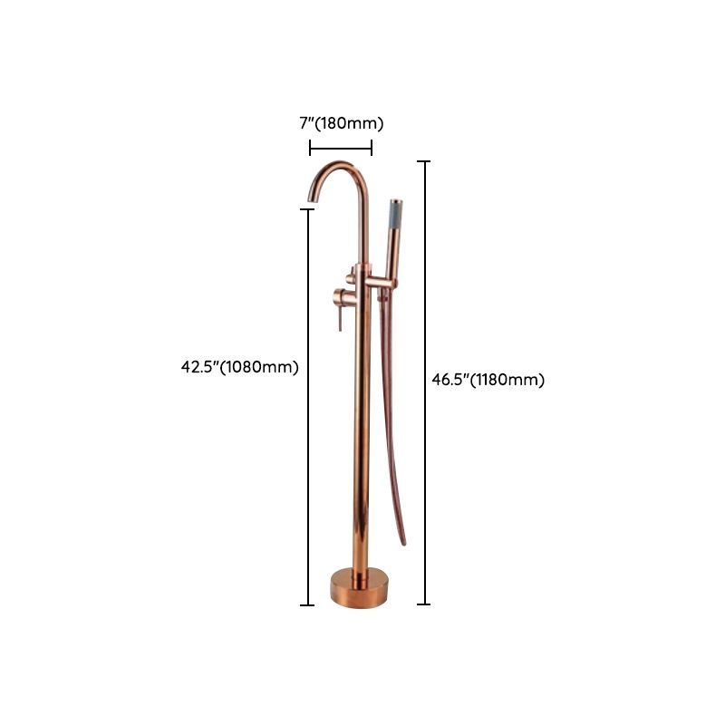 Floor Mounted Metal Freestanding Tub Filler One Hold Freestanding Tub Filler Trim Clearhalo 'Bathroom Remodel & Bathroom Fixtures' 'Bathtub Faucets' 'bathtub_faucets' 'Home Improvement' 'home_improvement' 'home_improvement_bathtub_faucets' 1200x1200_e1329591-e28f-4cc5-8a68-366c0d092e2f