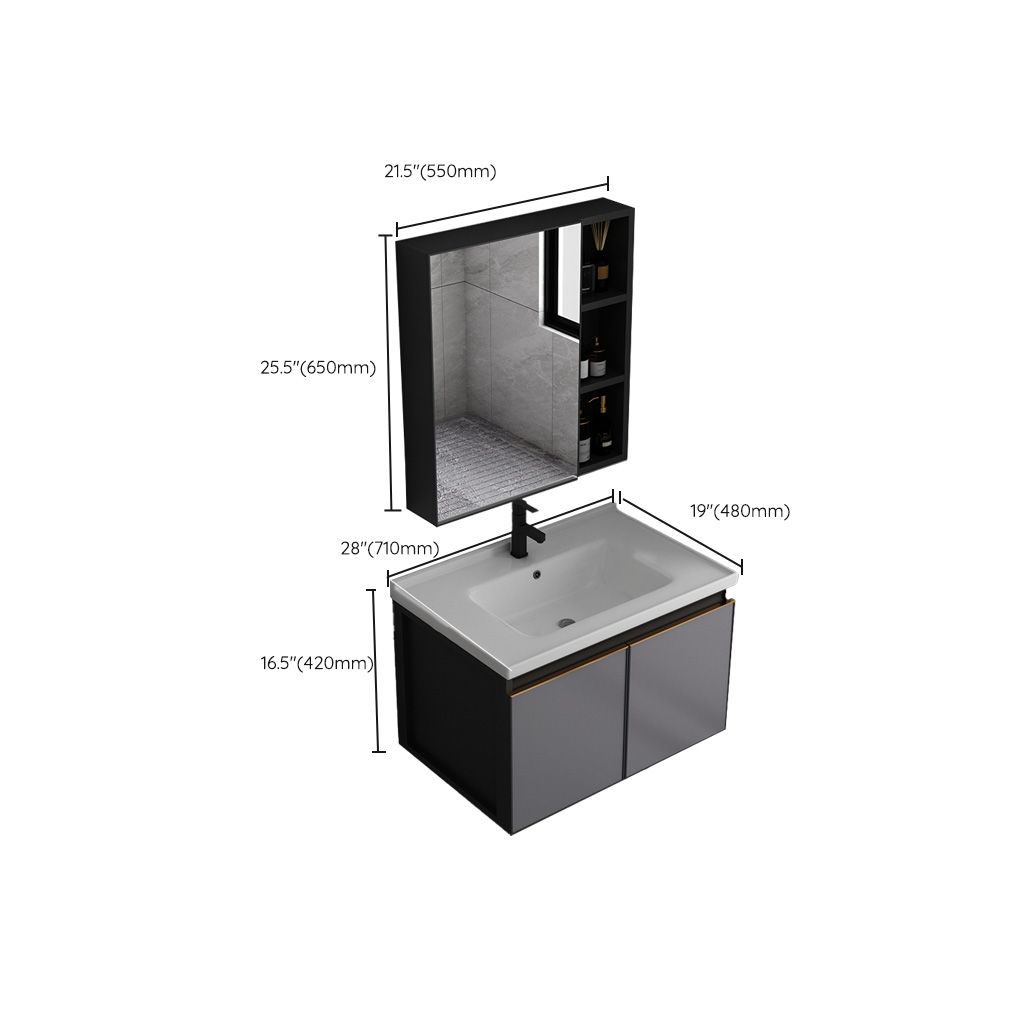 Metal Base Modern Bathroom Vanity Wall Mount Single-Sink Rectangular Vanity Set Clearhalo 'Bathroom Remodel & Bathroom Fixtures' 'Bathroom Vanities' 'bathroom_vanities' 'Home Improvement' 'home_improvement' 'home_improvement_bathroom_vanities' 1200x1200_e137c1fd-1359-456c-9419-ddb60c3a0a04