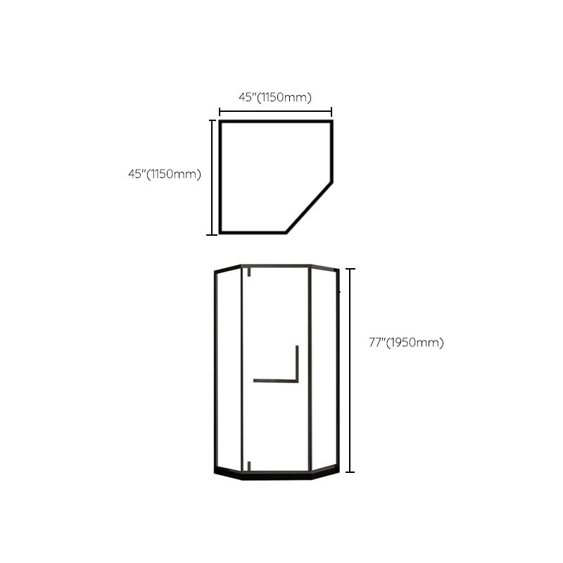 Contemporary Black Shower Enclosure Neo-Angle Semi-Frameless Clear Shower Enclosure Clearhalo 'Bathroom Remodel & Bathroom Fixtures' 'Home Improvement' 'home_improvement' 'home_improvement_shower_stalls_enclosures' 'Shower Stalls & Enclosures' 'shower_stalls_enclosures' 'Showers & Bathtubs' 1200x1200_e1462b64-3397-4724-bca3-1df720859f14