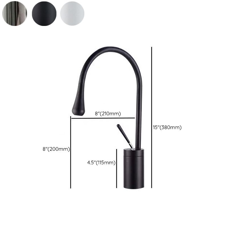 Gooseneck Lever Handles Sink Faucet Modern Circular Brass Bathroom Sink Faucet Clearhalo 'bathroom_sink_faucets' 'Conjuntos de Torneiras de Lavatório e Banheiro' 'home_improvement' 'home_improvement_bathroom_sink_faucets' 'Mobiliário Doméstico' 'Página inicial' 'Renovação e equipamento de casa de banho' 'Torneira para lavatório de banheiro' 1200x1200_e182c4fb-2b7b-4dbd-abdb-f44a7756bd79