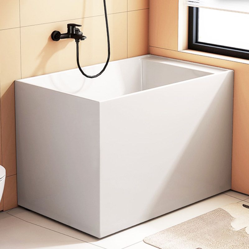 Modern Rectangle White Acrylic Bathtub Back to Wall with Drain Bath Tub Clearhalo 'Bathroom Remodel & Bathroom Fixtures' 'Bathtubs' 'Home Improvement' 'home_improvement' 'home_improvement_bathtubs' 'Showers & Bathtubs' 1200x1200_e1aba19a-bbfb-4d7c-8f10-a5213251d723