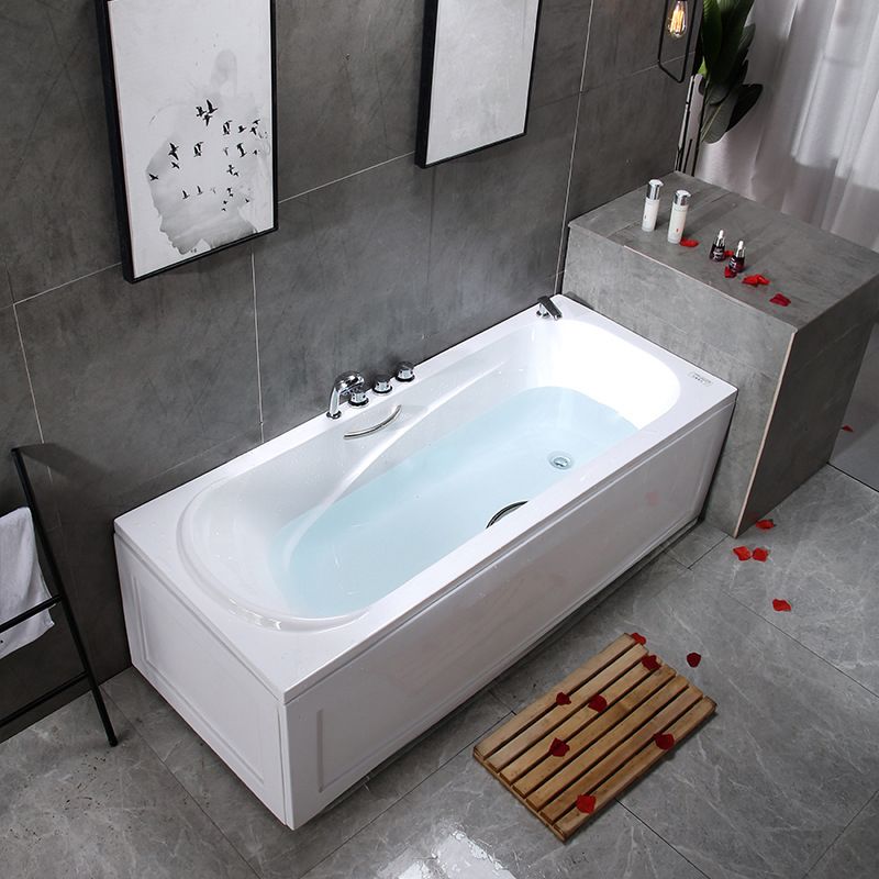 Modern Rectangular Bath Tub White Acrylic Tub with Internal Drain Clearhalo 'Bathroom Remodel & Bathroom Fixtures' 'Bathtubs' 'Home Improvement' 'home_improvement' 'home_improvement_bathtubs' 'Showers & Bathtubs' 1200x1200_e1b1ad9a-b0ca-48ec-889c-6522916fb5bb