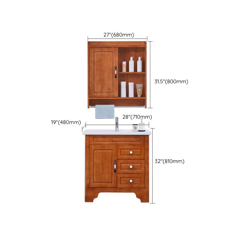 Traditional Wood Sink Vanity Freestanding Bathroom Vanity Set with Mirror Clearhalo 'Bathroom Remodel & Bathroom Fixtures' 'Bathroom Vanities' 'bathroom_vanities' 'Home Improvement' 'home_improvement' 'home_improvement_bathroom_vanities' 1200x1200_e1bb2b01-ee38-4207-b9ab-03f581b98e0c