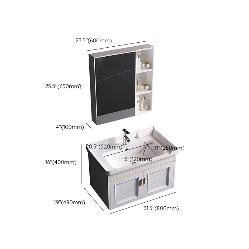 Wall Mounted Sink Vanity Contemporary Metal Bathroom Sink Vanity Clearhalo 'Bathroom Remodel & Bathroom Fixtures' 'Bathroom Vanities' 'bathroom_vanities' 'Home Improvement' 'home_improvement' 'home_improvement_bathroom_vanities' 1200x1200_e1d63c4d-fcec-450a-86b1-89b3cb2f6eb7