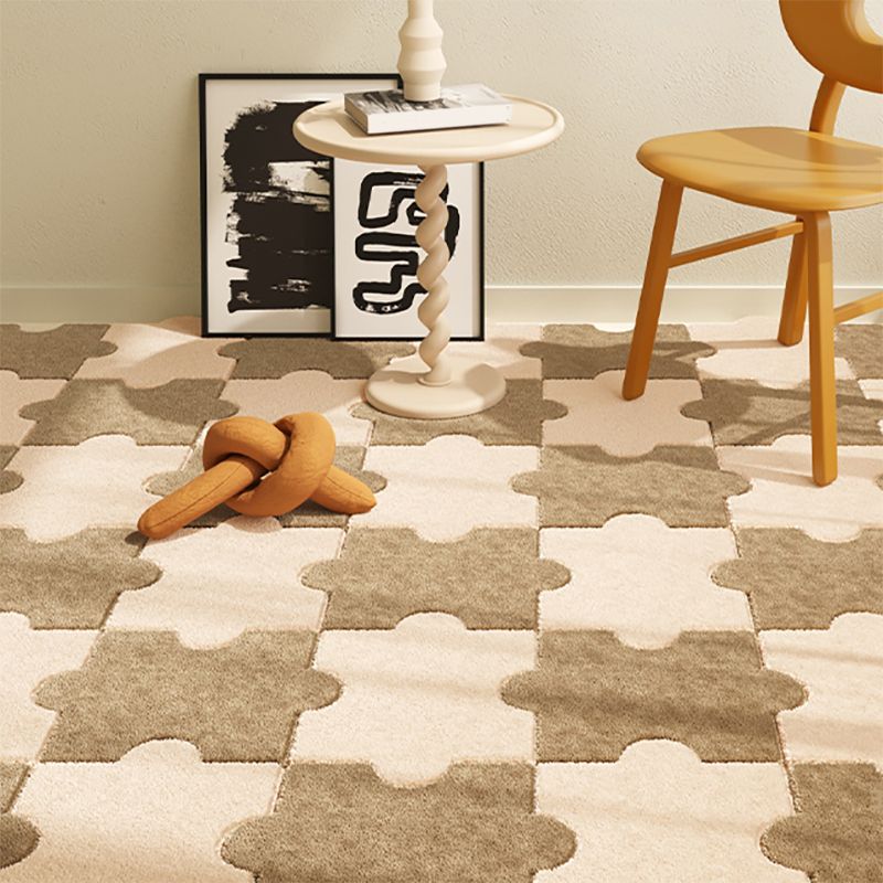 Modern Carpet Tiles Soft Shag Puzzle Detail Stain Resistant Carpet Tiles Clearhalo 'Carpet Tiles & Carpet Squares' 'carpet_tiles_carpet_squares' 'Flooring 'Home Improvement' 'home_improvement' 'home_improvement_carpet_tiles_carpet_squares' Walls and Ceiling' 1200x1200_e1f9f143-9a97-46c3-8f2d-6723231e9199