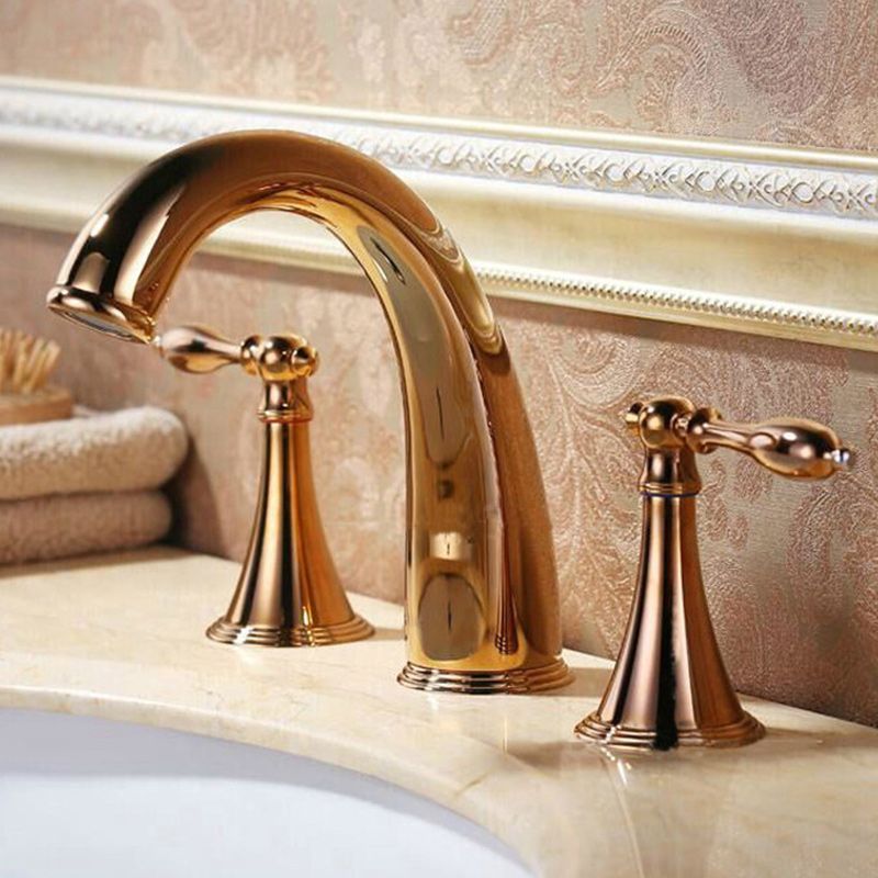 Luxury 3 Hole Sink Bathroom Faucet Lever Handle Basin Faucet Circular Brass Faucet Clearhalo 'Bathroom Remodel & Bathroom Fixtures' 'Bathroom Sink Faucets' 'Bathroom Sinks & Faucet Components' 'bathroom_sink_faucets' 'Home Improvement' 'home_improvement' 'home_improvement_bathroom_sink_faucets' 1200x1200_e226d383-08bc-4a8c-95ea-cf74991ac84f