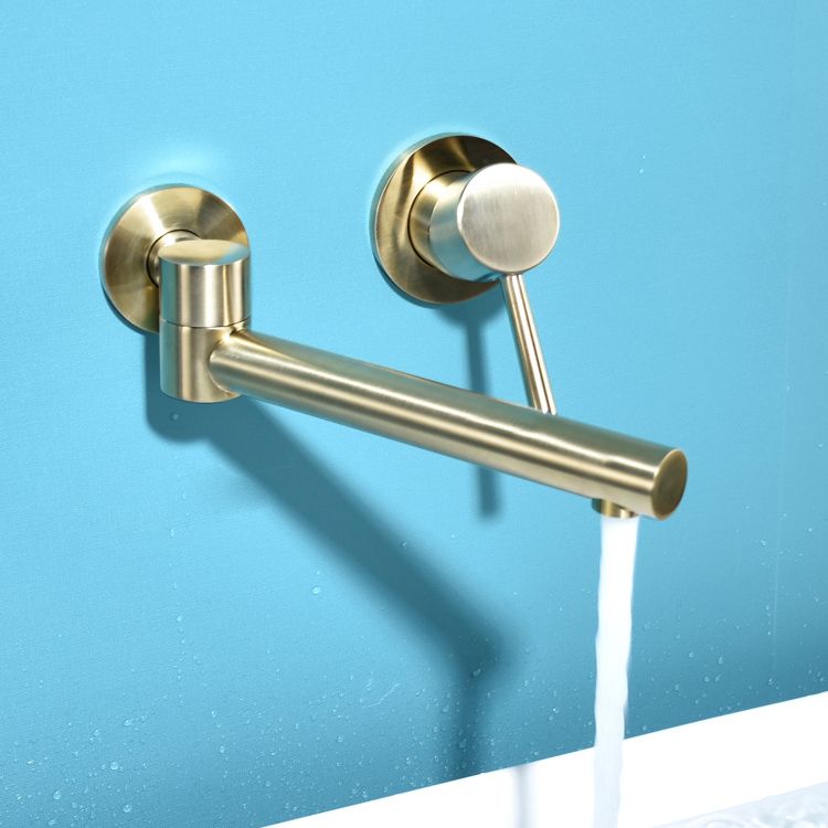 Wall Mounted Metal Tub Filler Low Arc Bathtub Spout Tub Faucet Trim Clearhalo 'Bathroom Remodel & Bathroom Fixtures' 'Bathroom Sink Faucets' 'Bathroom Sinks & Faucet Components' 'bathroom_sink_faucets' 'Home Improvement' 'home_improvement' 'home_improvement_bathroom_sink_faucets' 1200x1200_e25ac80d-ea7b-4491-b6e7-431a215c60a5