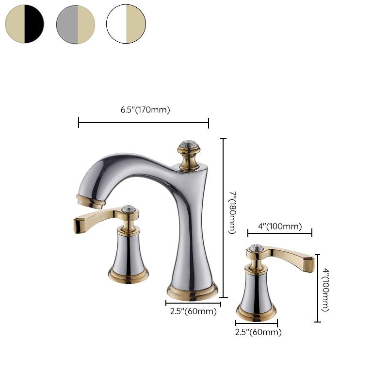 Widespread Faucet Glam Style 2 Lever Handles Faucet for Bathroom Clearhalo 'Accueil' 'Amélioration Domiciliaire' 'bathroom_sink_faucets' 'Ensembles de Lavabo & de Robinet de Toilette' 'home_improvement' 'home_improvement_bathroom_sink_faucets' 'Robinet de Lavabo de Salle de Bain' 'Rénovation et Équipement de Salle de Bain' 1200x1200_e27355d8-f07c-495d-86ae-04ec706f078c