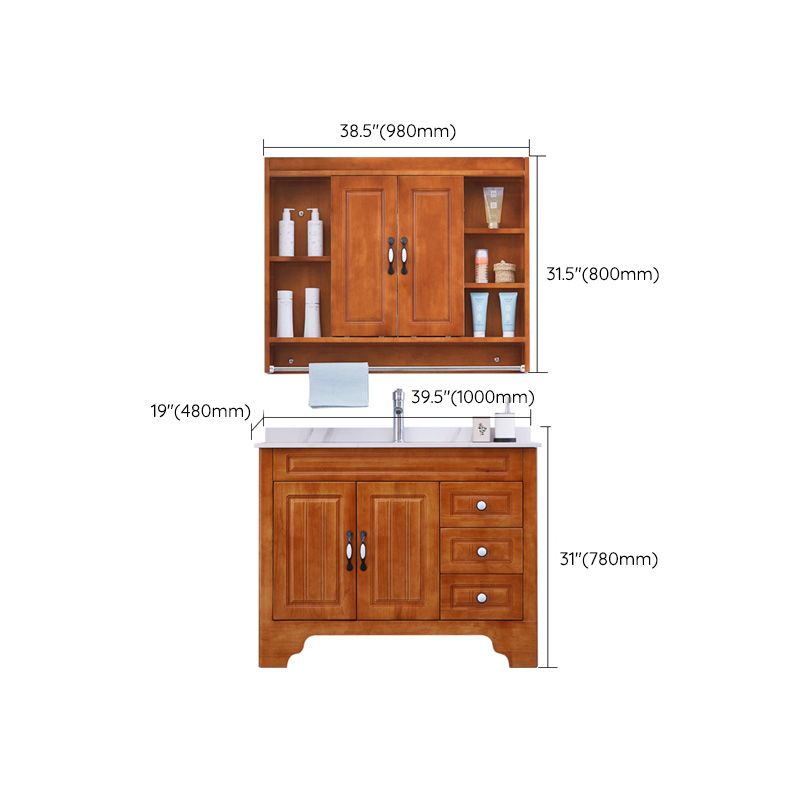 Traditional Wood Sink Vanity Freestanding Bathroom Vanity Set with Mirror Clearhalo 'Bathroom Remodel & Bathroom Fixtures' 'Bathroom Vanities' 'bathroom_vanities' 'Home Improvement' 'home_improvement' 'home_improvement_bathroom_vanities' 1200x1200_e278772c-774b-437d-be0a-23ba4f6688fe