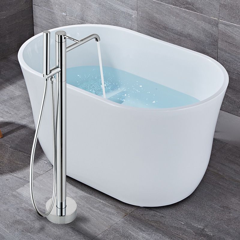 Modern Floor Mounted Metal Freestanding Tub Filler One Handle Freestanding Tub Filler Trim Clearhalo 'Bathroom Remodel & Bathroom Fixtures' 'Bathtub Faucets' 'bathtub_faucets' 'Home Improvement' 'home_improvement' 'home_improvement_bathtub_faucets' 1200x1200_e28cfbe3-be7f-4c85-9b4a-4a60cd3f23ce