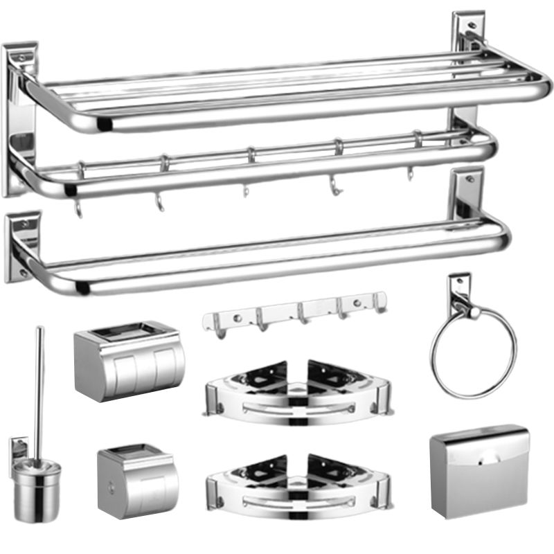 Silver Contemporary Bathroom Accessory As Individual Or As a Set Clearhalo 'Bathroom Hardware Sets' 'Bathroom Hardware' 'Bathroom Remodel & Bathroom Fixtures' 'bathroom_hardware_sets' 'Home Improvement' 'home_improvement' 'home_improvement_bathroom_hardware_sets' 1200x1200_e2a2cfdb-3b44-4a65-be12-8e30b354226b