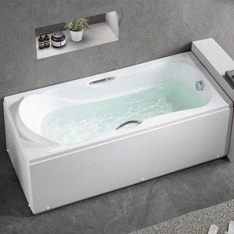 Freestanding Acrylic Bathtub Soaking White Square Modern Back to Wall Bathtub Clearhalo 'Bathroom Remodel & Bathroom Fixtures' 'Bathtubs' 'Home Improvement' 'home_improvement' 'home_improvement_bathtubs' 'Showers & Bathtubs' 1200x1200_e2ac6a56-d982-4a52-8763-2bd91bad9ad1