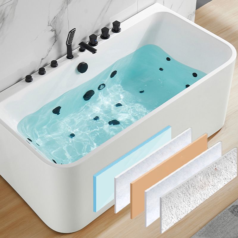 Rectangle Air / Whirlpool Bathtub Modern Back to Wall Acrylic Bathtub Clearhalo 'Bathroom Remodel & Bathroom Fixtures' 'Bathtubs' 'Home Improvement' 'home_improvement' 'home_improvement_bathtubs' 'Showers & Bathtubs' 1200x1200_e2d41214-5186-4393-a0c7-30596e9a97dd