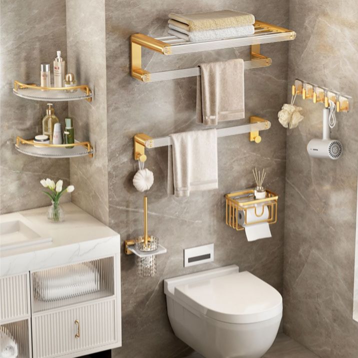 Modern Golden Bathroom Accessory As Individual Or As a Set with Bath Shelf Clearhalo 'Bathroom Hardware Sets' 'Bathroom Hardware' 'Bathroom Remodel & Bathroom Fixtures' 'bathroom_hardware_sets' 'Home Improvement' 'home_improvement' 'home_improvement_bathroom_hardware_sets' 1200x1200_e345e287-1ab3-4f99-979e-72843bf3c3e5