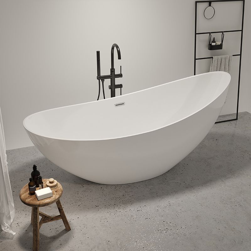 Modern Ellipse Acrylic Bathtub Freestand Soaking Bathtub with Drain Bath Tub Clearhalo 'Bathroom Remodel & Bathroom Fixtures' 'Bathtubs' 'Home Improvement' 'home_improvement' 'home_improvement_bathtubs' 'Showers & Bathtubs' 1200x1200_e362c942-fede-48e3-a0ba-2157d3264b1b