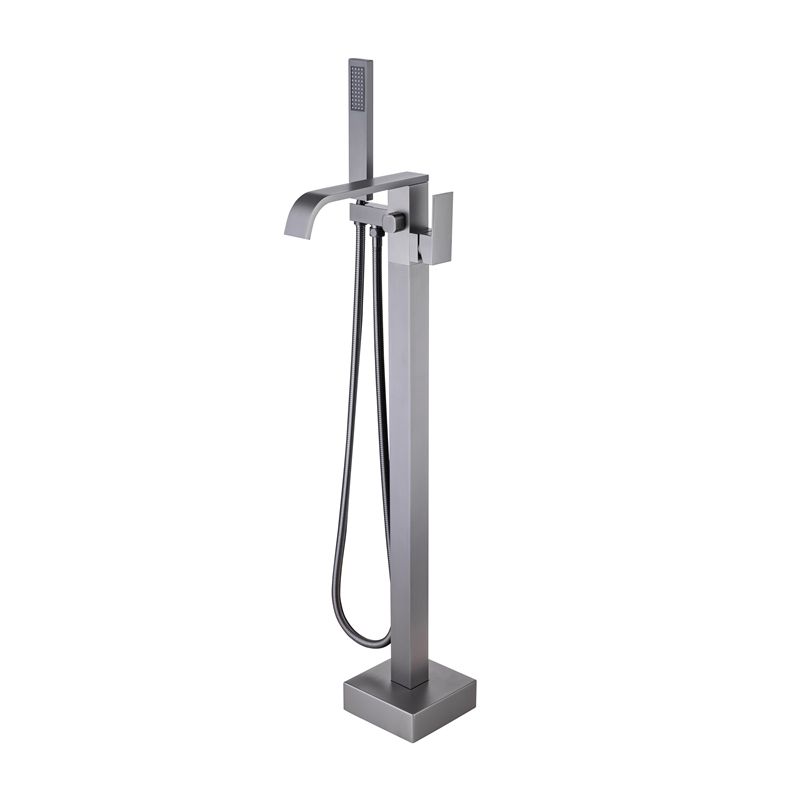 Floor Mounted Metal Freestanding Tub Filler Swivel Freestanding Faucet Clearhalo 'Bathroom Remodel & Bathroom Fixtures' 'Bathtub Faucets' 'bathtub_faucets' 'Home Improvement' 'home_improvement' 'home_improvement_bathtub_faucets' 1200x1200_e37838bf-be02-416e-8411-1c276d717d87