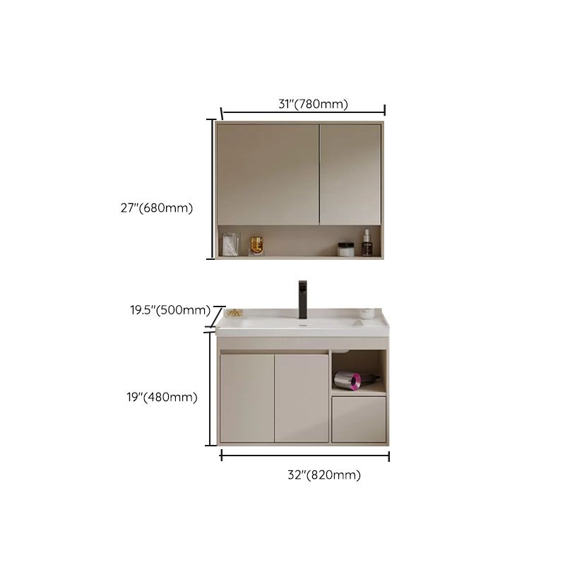 White Modern Rectangular Wall Mounted Standard Bathroom Sink Vanity Clearhalo 'Bathroom Remodel & Bathroom Fixtures' 'Bathroom Vanities' 'bathroom_vanities' 'Home Improvement' 'home_improvement' 'home_improvement_bathroom_vanities' 1200x1200_e379dff3-90e7-4c50-a14c-9e69384db467