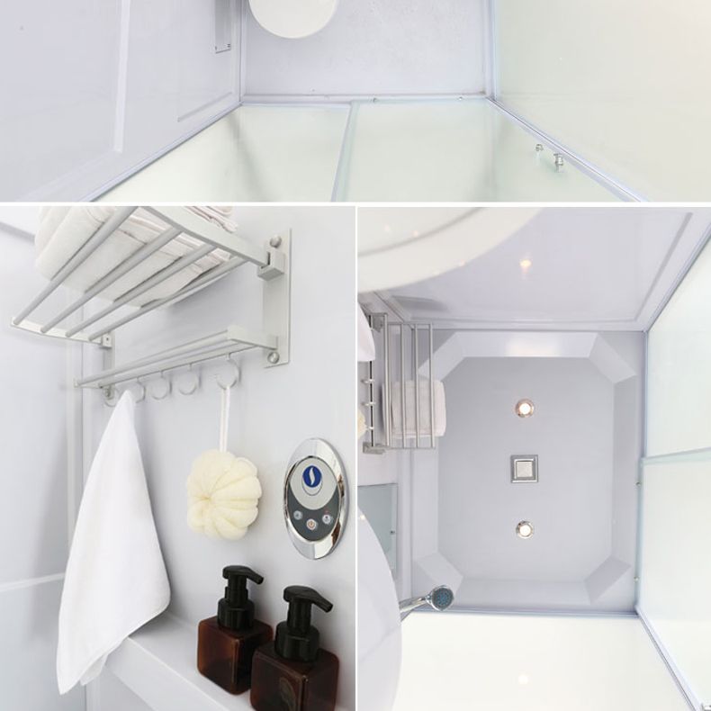 Modern Shower Stall Frosted Single Sliding Shower Stall in White ...