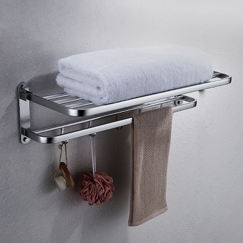 Modern Bathroom Accessory Set with Bathe Shelf/Robe Hooks/Towel Bar in Aluminum Clearhalo 'Bathroom Hardware Sets' 'Bathroom Hardware' 'Bathroom Remodel & Bathroom Fixtures' 'bathroom_hardware_sets' 'Home Improvement' 'home_improvement' 'home_improvement_bathroom_hardware_sets' 1200x1200_e3a1ea2c-c2e3-4e6a-9eca-cd174687952f